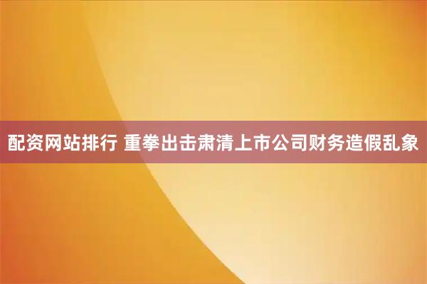 配资网站排行 重拳出击肃清上市公司财务造假乱象