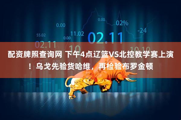 配资牌照查询网 下午4点辽篮VS北控教学赛上演！乌戈先验货哈维，再检验布罗金顿